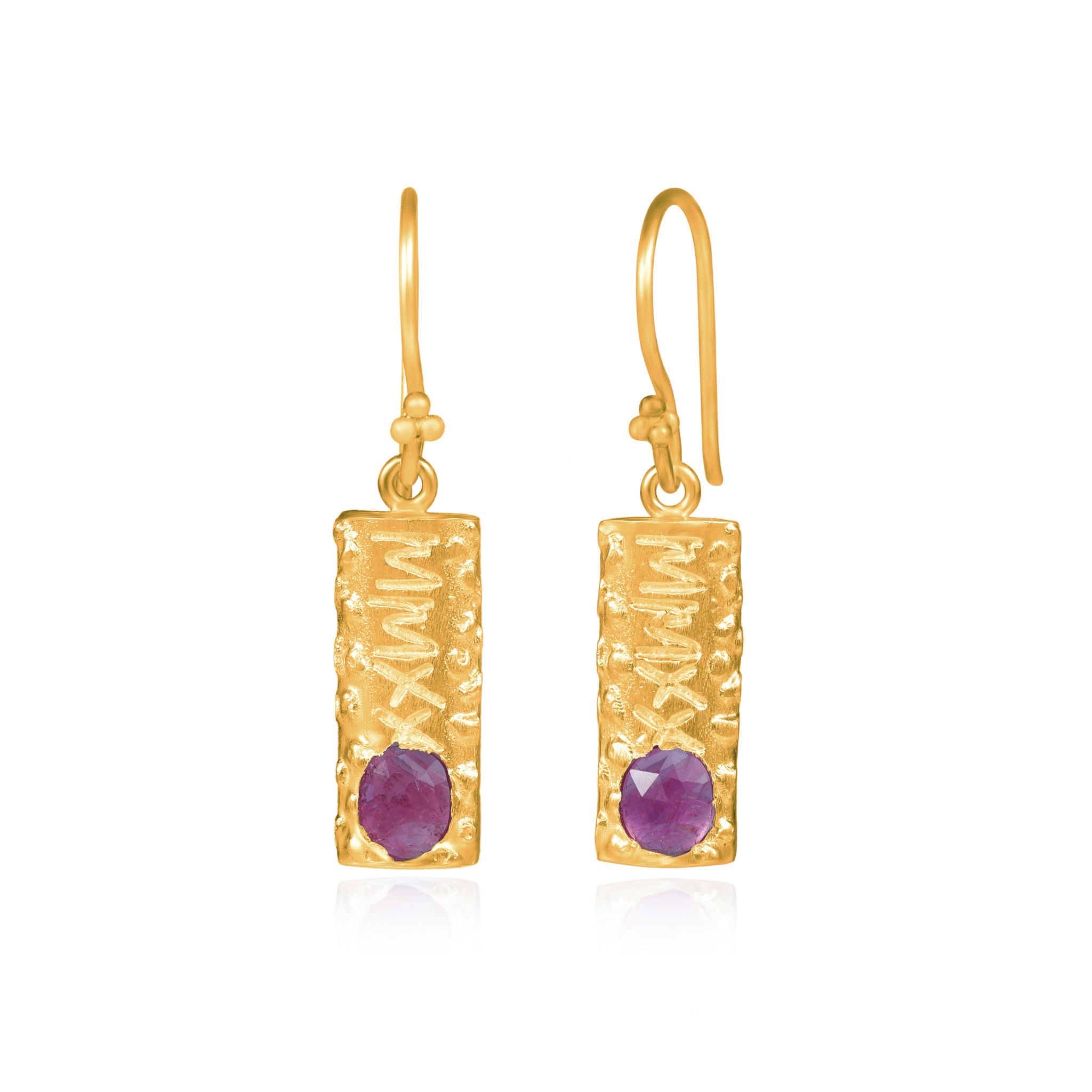 HumanKind Earrings. Pink Tourmaline Ombre. Gold Vermeil