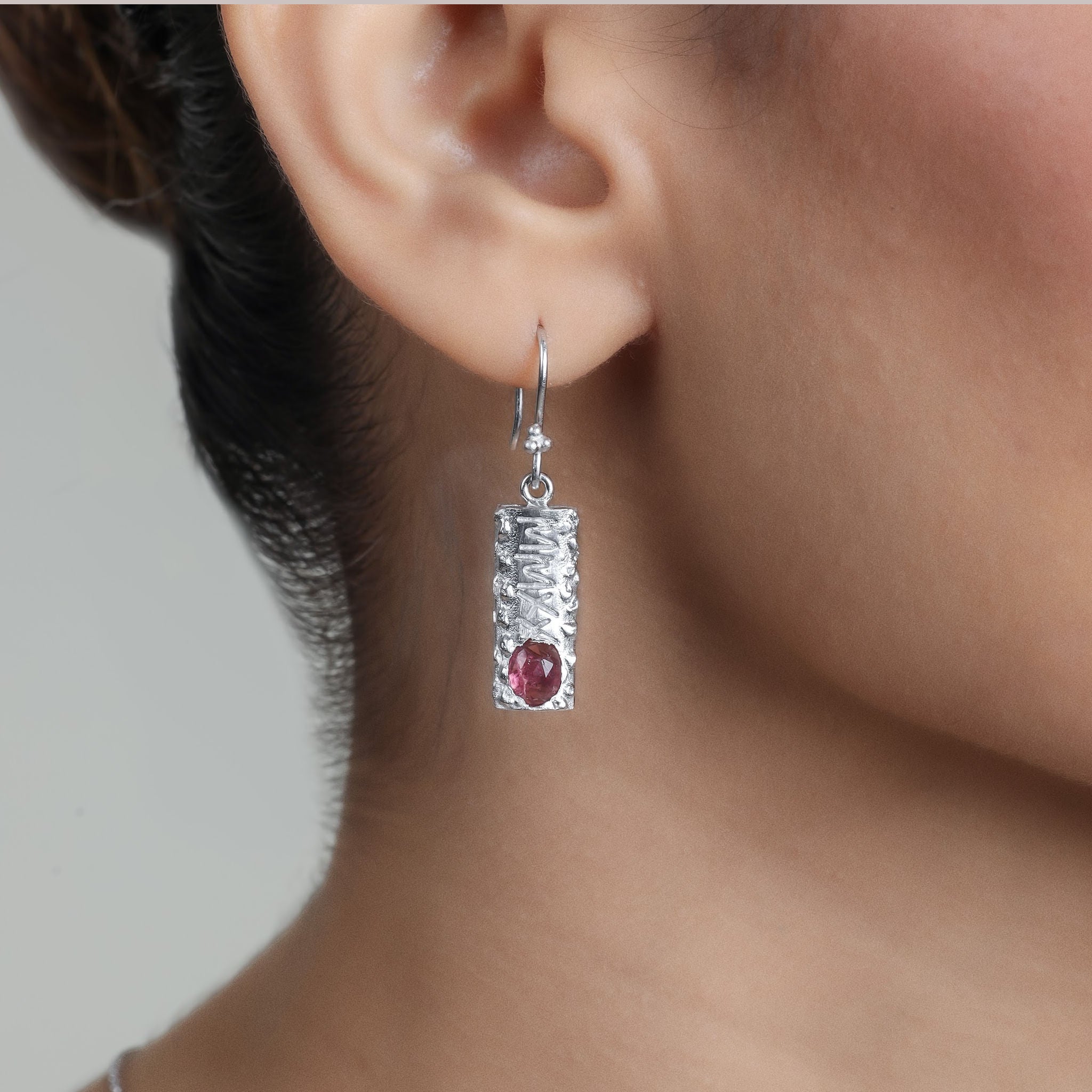 HumanKind Earrings. Pink Tourmaline Ombre. 925 Silver