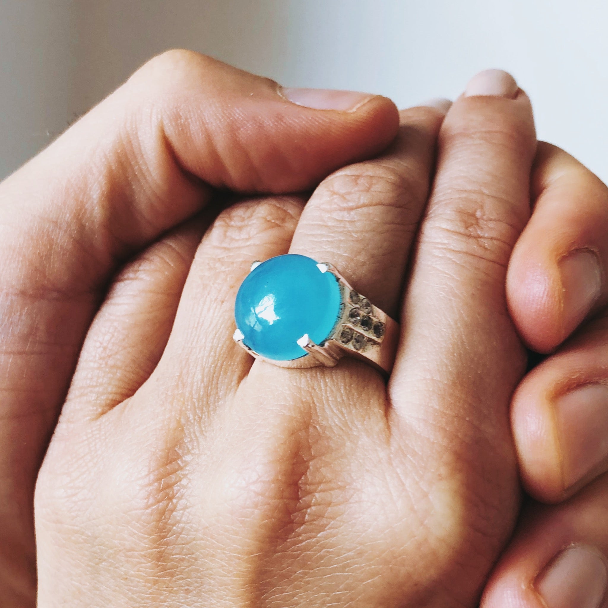 Blue chalcedony deals ring