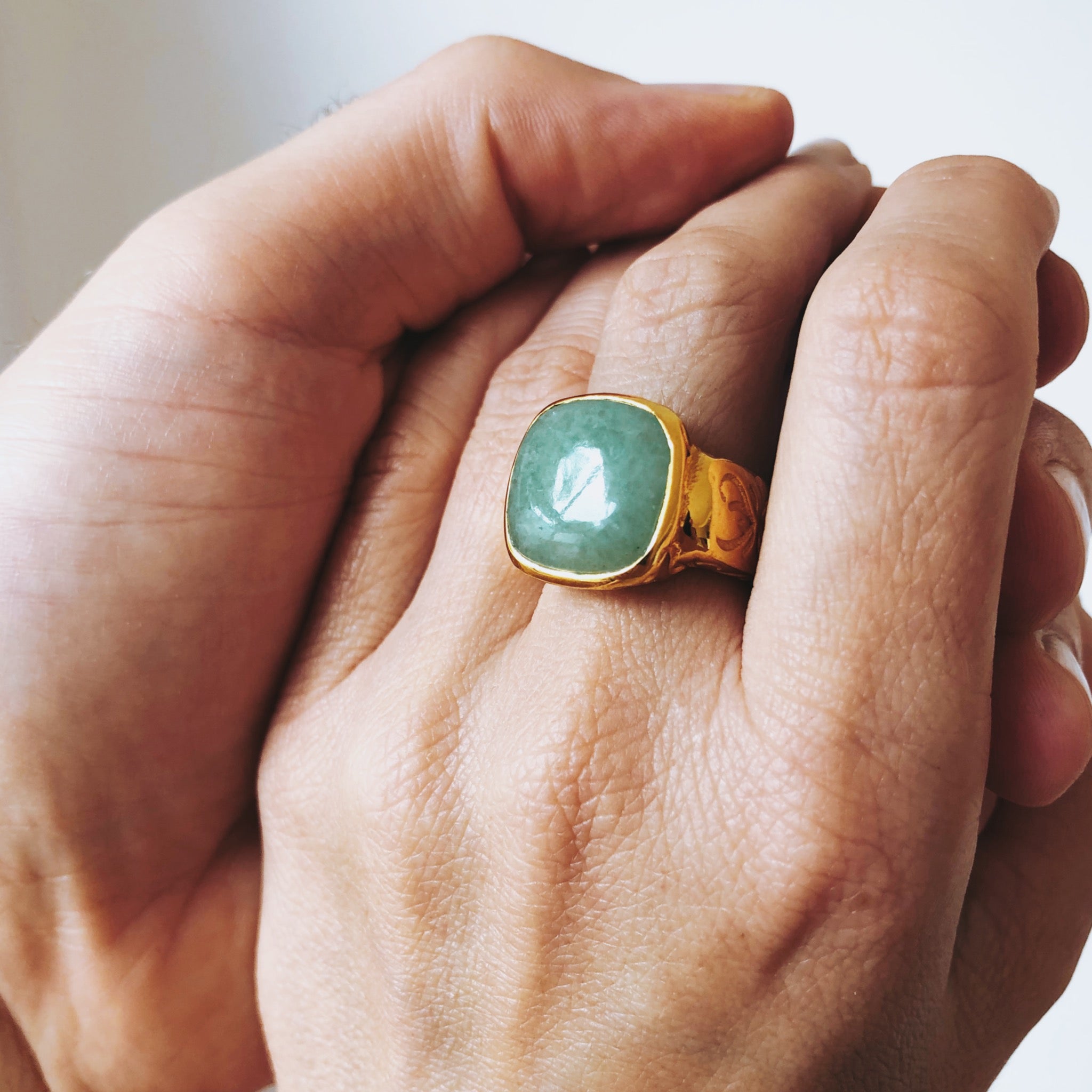 Green aventurine store ring gold